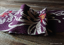 Load image into Gallery viewer, Japanese Handmade Kimono style Scrunchies, Chrysanthemum Azuki Purple, scjf0071
