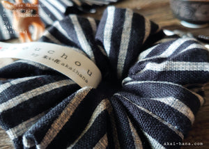 Japanese Handmade Kimono Style Scrunchies, Kyoto Hand Silkscreen, Bamboo