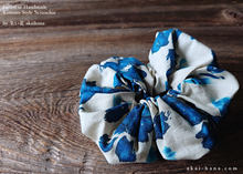 Load image into Gallery viewer, Japanese Handmade Scrunchies, Blue Floral, scjf0085
