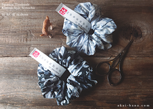 Load image into Gallery viewer, Japanese Handmade Scrunchies, Rainforest Black or White, scjf0089