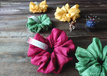 Load image into Gallery viewer, Japanese Handmade Cotton Organdy Scrunchies, Raspberry, Green or Yellow scjf0101-3