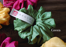 Load image into Gallery viewer, Japanese Handmade Cotton Organdy Scrunchies, Raspberry, Green or Yellow scjf0101-3