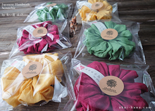 Load image into Gallery viewer, Japanese Handmade Cotton Organdy Scrunchies, Raspberry, Green or Yellow scjf0101-3