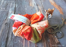 Load image into Gallery viewer, Vintage Kimono Scrunchies, Japanese Handmade, Orange Floral
