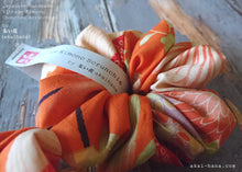 Load image into Gallery viewer, Vintage Kimono Scrunchies, Japanese Handmade, Orange Floral

