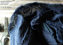 Load image into Gallery viewer, Japanese Infinity Snood Scarf, Enshuku Cotton, Dots Dark Navy, sif0011