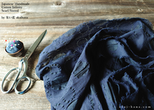 Load image into Gallery viewer, Japanese Infinity Snood Scarf, Enshuku Cotton, Dots Dark Navy, sif0011