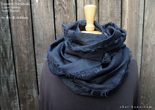 Load image into Gallery viewer, Japanese Indigo Linen Infinity Scarf, Dark Navy, sif0020