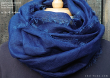 Load image into Gallery viewer, Japanese Indigo Linen Infinity Scarf, Blue, sif0021
