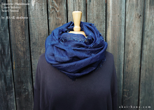 Load image into Gallery viewer, Japanese Indigo Linen Infinity Scarf, Blue, sif0021