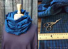 Load image into Gallery viewer, Japanese Handmade Infinity Snood Scarf, Block Check Navy, sif0035
