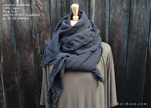 Load image into Gallery viewer, Japanese Linen Wrap with SASHIKO Stitch, Dark Gray
