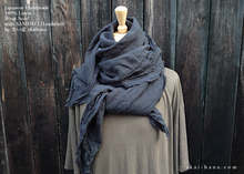 Load image into Gallery viewer, Japanese Linen Wrap with SASHIKO Stitch, Dark Gray