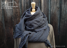 Load image into Gallery viewer, Japanese Linen Wrap with SASHIKO Stitch, Dark Gray