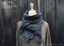 Load image into Gallery viewer, Japanese Linen Wrap with SASHIKO Stitch, Dark Gray