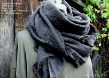 Load image into Gallery viewer, Japanese Linen Wrap with SASHIKO Stitch, Dark Gray