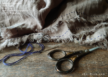 Load image into Gallery viewer, Japanese Linen Wrap, Uguisu-Warbler with SASHIKO Stitch