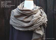 Load image into Gallery viewer, Japanese Linen Wrap, Uguisu-Warbler with SASHIKO Stitch
