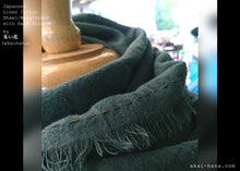 Load image into Gallery viewer, Japanese Linen & Cotton Wrap Scarf with Kakishibu-Stitch, Mushi Ao, Greenish Gray