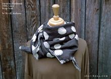 Load image into Gallery viewer, Japanese Handmade Linen Wrap Scarf, Bruch Painted Dots, Black x Ecru, 100% Linen