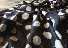 Load image into Gallery viewer, Japanese Handmade Linen Wrap Scarf, Bruch Painted Dots, Black x Ecru, 100% Linen