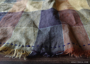 Japanese Handmade Linen Wrap Scarf, Shades of Autumn, 100% Linen