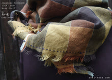 Load image into Gallery viewer, Japanese Handmade Linen Wrap Scarf, Shades of Autumn, 100% Linen