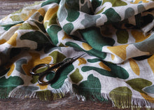 Load image into Gallery viewer, Japanese Linen Gauze Wrap Scarf, Camouflage Yellow x Green
