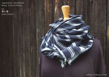 Load image into Gallery viewer, Japanese Yo-Ryu Wrap Scarf, Navy Stripes, Cotton & Linen Crape