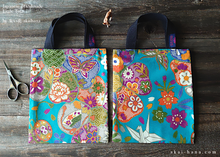 Load image into Gallery viewer, Little Tote, Kimono Floral Turquoise, tbls0020
