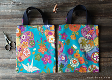 Load image into Gallery viewer, Little Tote, Kimono Floral Turquoise, tbls0020
