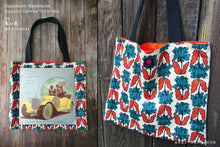 Load image into Gallery viewer, Nordic Floral Blue Green, Japanese Handmade Linen Square Tote Bag