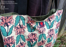 Load image into Gallery viewer, Nordic Floral Pink, Japanese Handmade Linen Square Tote Bag