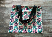 Load image into Gallery viewer, Nordic Floral Pink, Japanese Handmade Linen Square Tote Bag