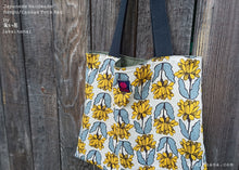 Load image into Gallery viewer, Nordic Floral Yellow, Japanese Handmade Linen Square Tote Bag