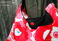 Load image into Gallery viewer, Japanese Handcrafted SANKAKU Tote, Large Floral Red ⦿tbml0028