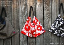 Load image into Gallery viewer, Japanese Handcrafted SANKAKU Tote, Large Floral Red ⦿tbml0028