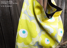 Load image into Gallery viewer, Japanese Handcrafted SANKAKU Tote, Large Floral Yellow ⦿tbml0031
