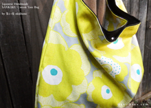 Load image into Gallery viewer, Japanese Handcrafted SANKAKU Tote, Large Floral Yellow ⦿tbml0031