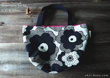 Load image into Gallery viewer, Japanese Cotton Canvas Small Tote, Floral Black x Fuchsia ⦿tbsm0001
