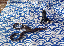 Load image into Gallery viewer, Japanese Tenugui Handkerchief with Sashiko Stitch, Seigaiha (wave)

