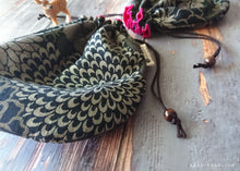 Load image into Gallery viewer, Shikibana Monyou Black, Temari Kinchaku Purse, tkjp0001