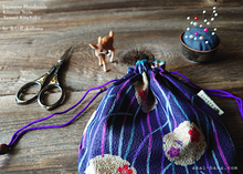 Load image into Gallery viewer, Japanese Handmade Temari Kinchaku Purse, Flower Balls Blue Purple, tkjp0007