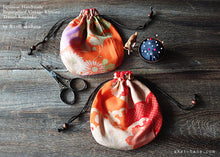 Load image into Gallery viewer, Repurposed Vintage Kimono Temari Kinchaku Purse, Orange Floral, tkvk0004