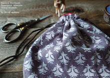 Load image into Gallery viewer, Repurposed Indian Calico Temari Kinchaku (drawstring) Purse, Light Gray x White, tkvu0001