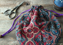 Load image into Gallery viewer, Repurposed Indian Calico Temari Kinchaku (drawstring) Purse, Japanese Handmade, tkvu0003