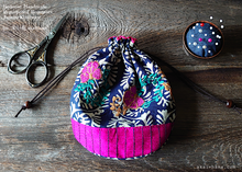 Load image into Gallery viewer, Repurposed Indian Floral Embroidery Temari Kinchaku (drawstring) Purse ⦿tkvu0008