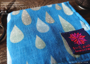 Quadruple Reversible Japanese Handkerchief, Drops, 100% Japanese Cotton Gauze
