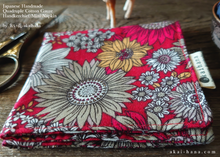 Load image into Gallery viewer, Quadruple Reversible Japanese Handkerchief, Flower Garden Red ⦿wghc0017