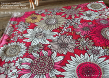Load image into Gallery viewer, Quadruple Reversible Japanese Handkerchief, Flower Garden Red ⦿wghc0017
